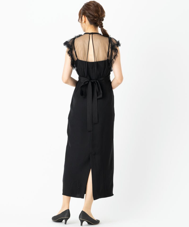 SNIDEL スナイデル チュールフリルボレロセットドレス ブラック系