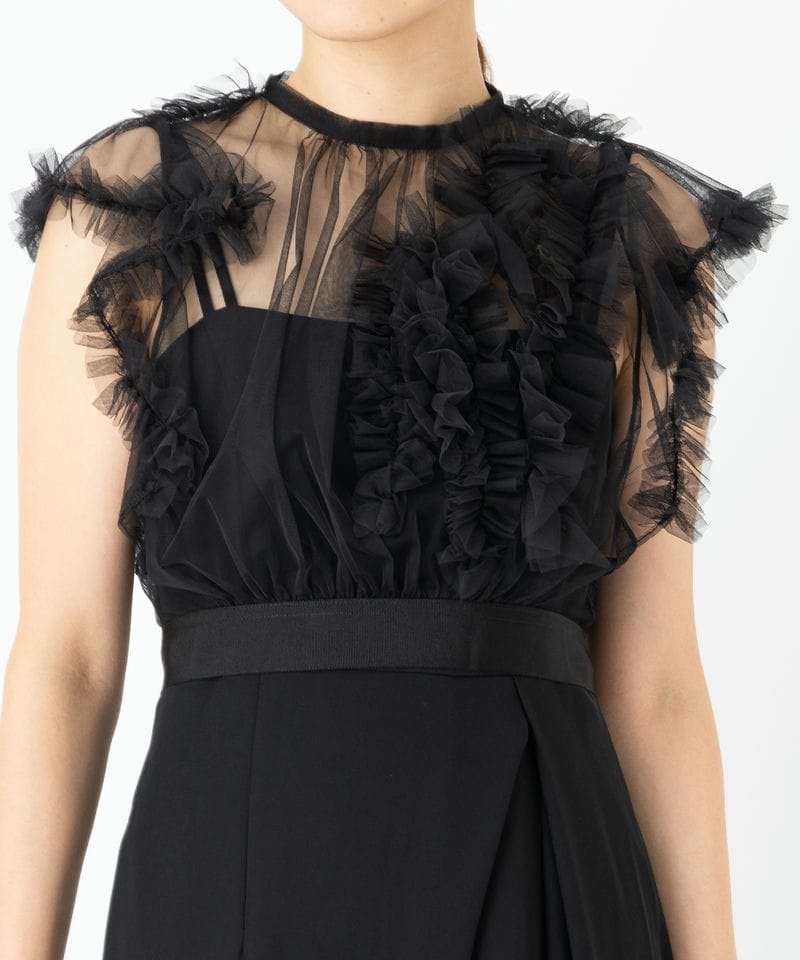 SNIDEL スナイデル チュールフリルボレロセットドレス ブラック系