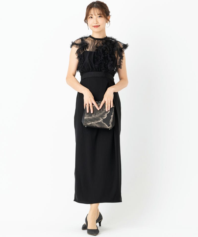 SNIDEL スナイデル チュールフリルボレロセットドレス ブラック系