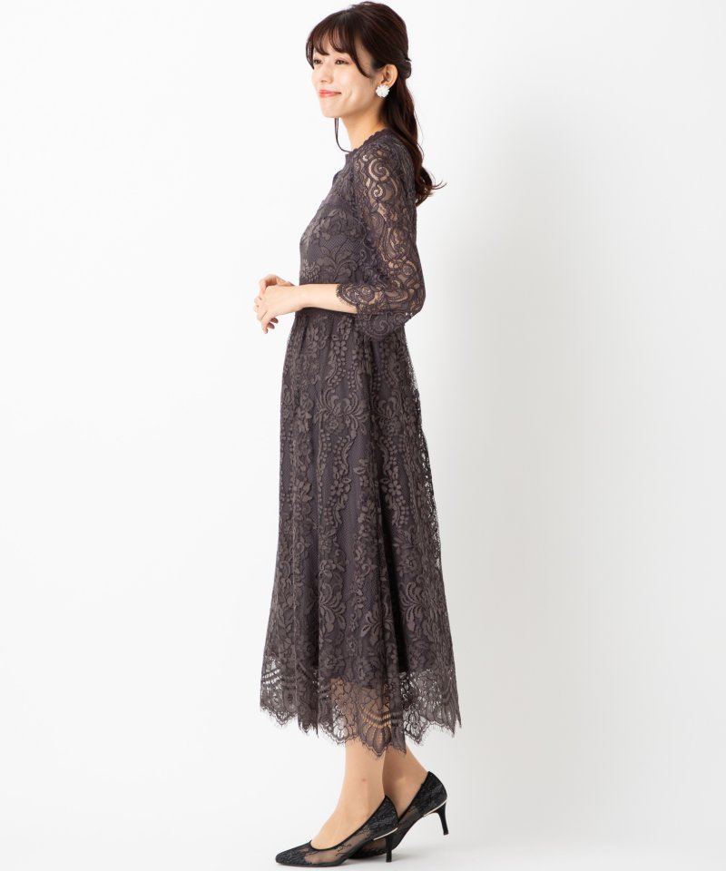 Grace Class グレースクラス リーフレースハイネックドレス GRACE CONTINENTAL グレースコンチネンタル ハイネックレース切替
