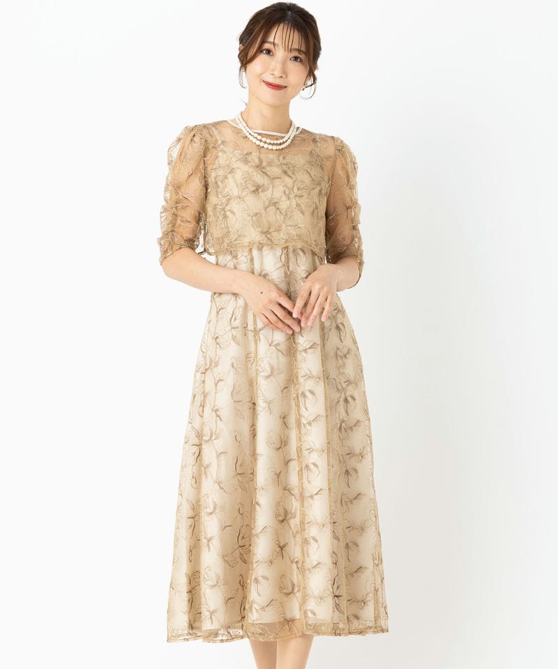 Select Shop エンブロイダリーボレロセットドレス イエロー系 x