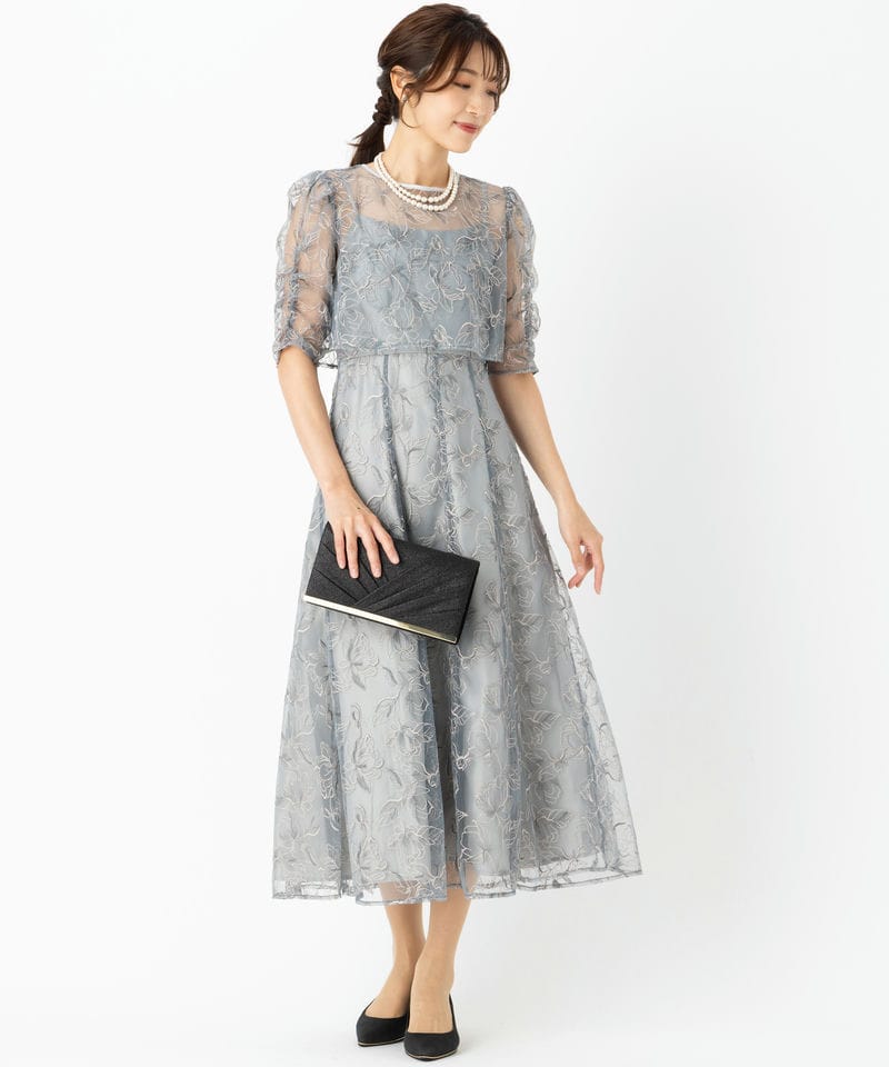 Select Shop エンブロイダリーボレロセットドレス グレー系 x ブルー系