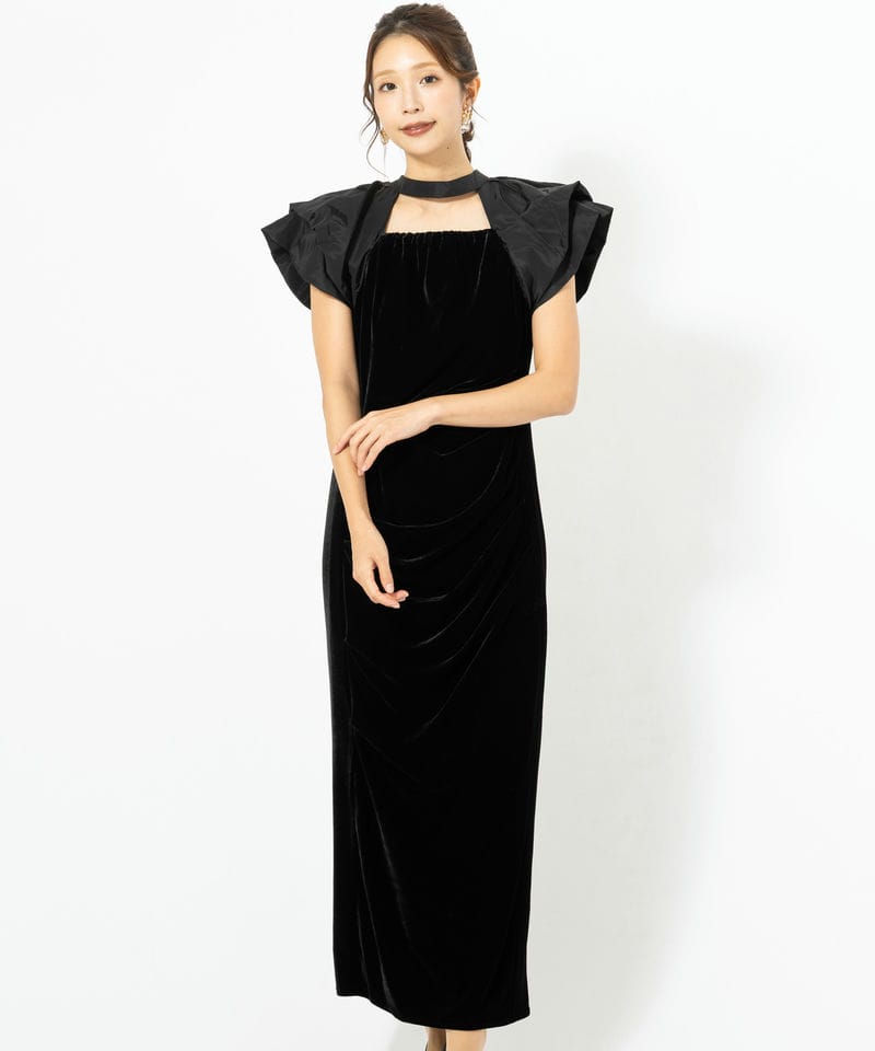 ANDRESD アンドレスド ドレープベロアドレス ブラック系 | 結婚式