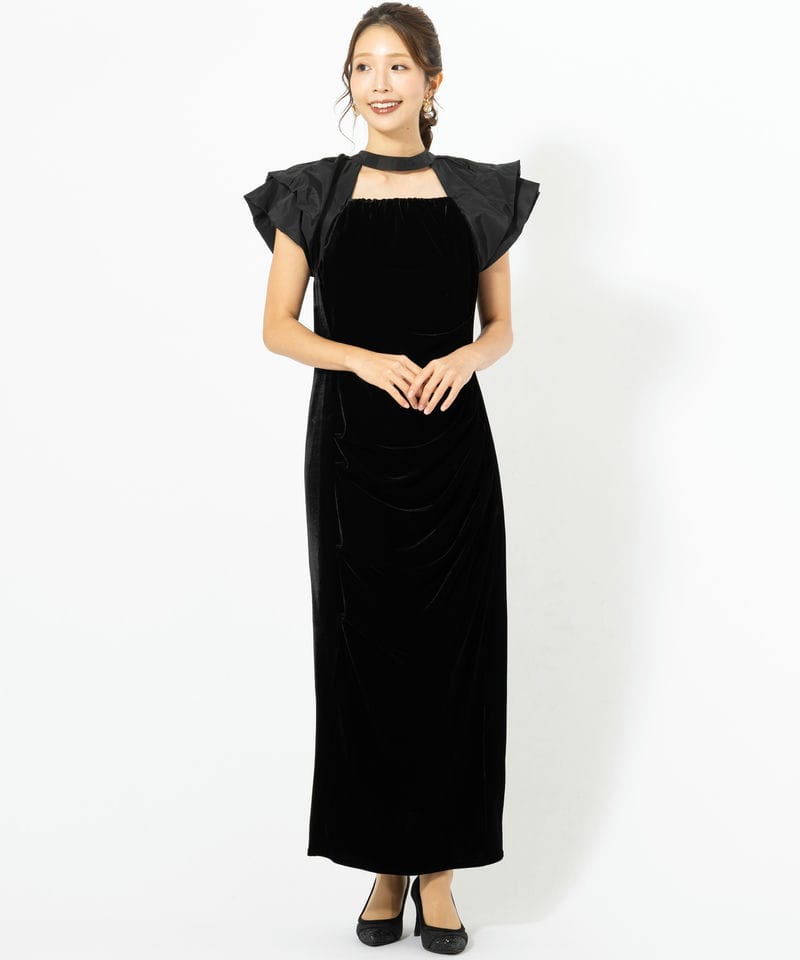 ANDRESD アンドレスド ドレープベロアドレス ブラック系 | 結婚式