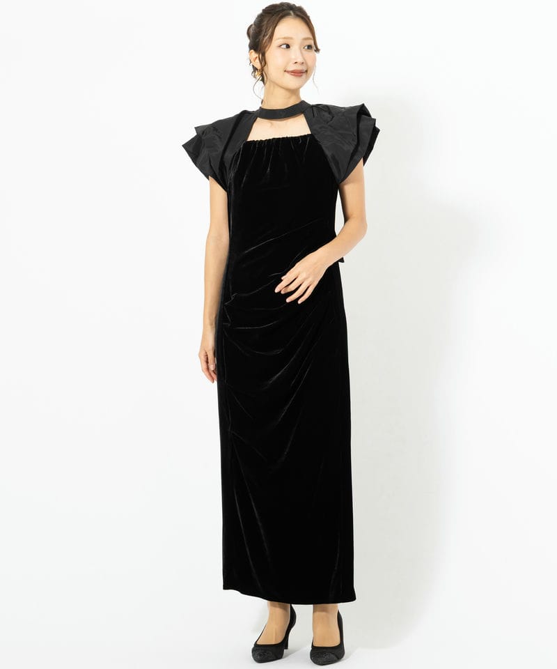 ANDRESD アンドレスド ドレープベロアドレス ブラック系 | 結婚式