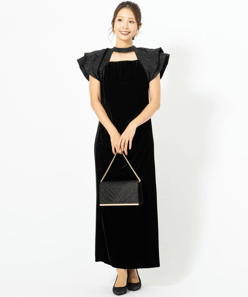 ANDRESD アンドレスド ドレープベロアドレス ブラック系 | 結婚式