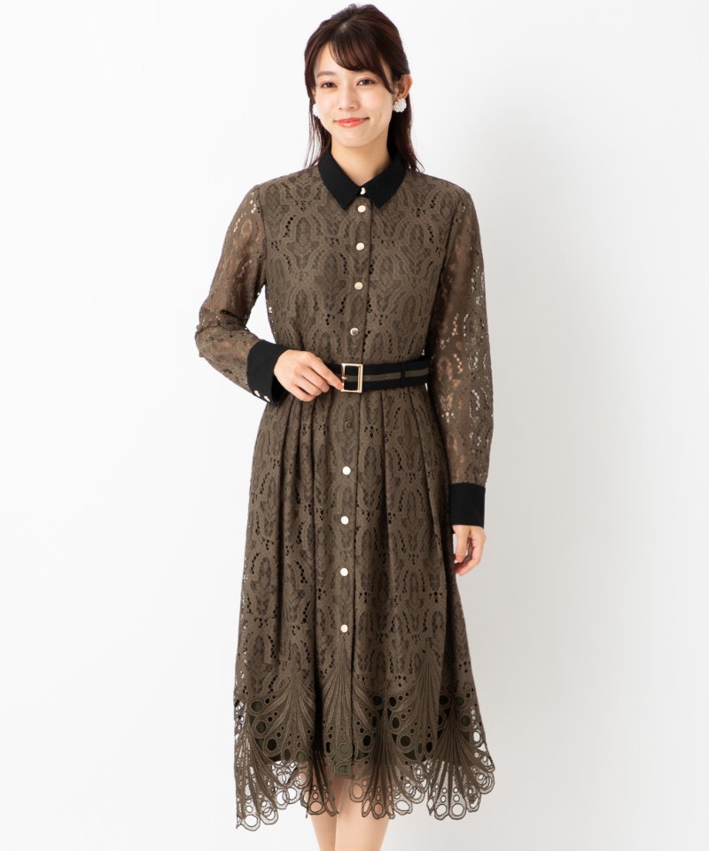 GRACE CONTINENTAL グレースコンチネンタル レース刺繍ドレス ブラック