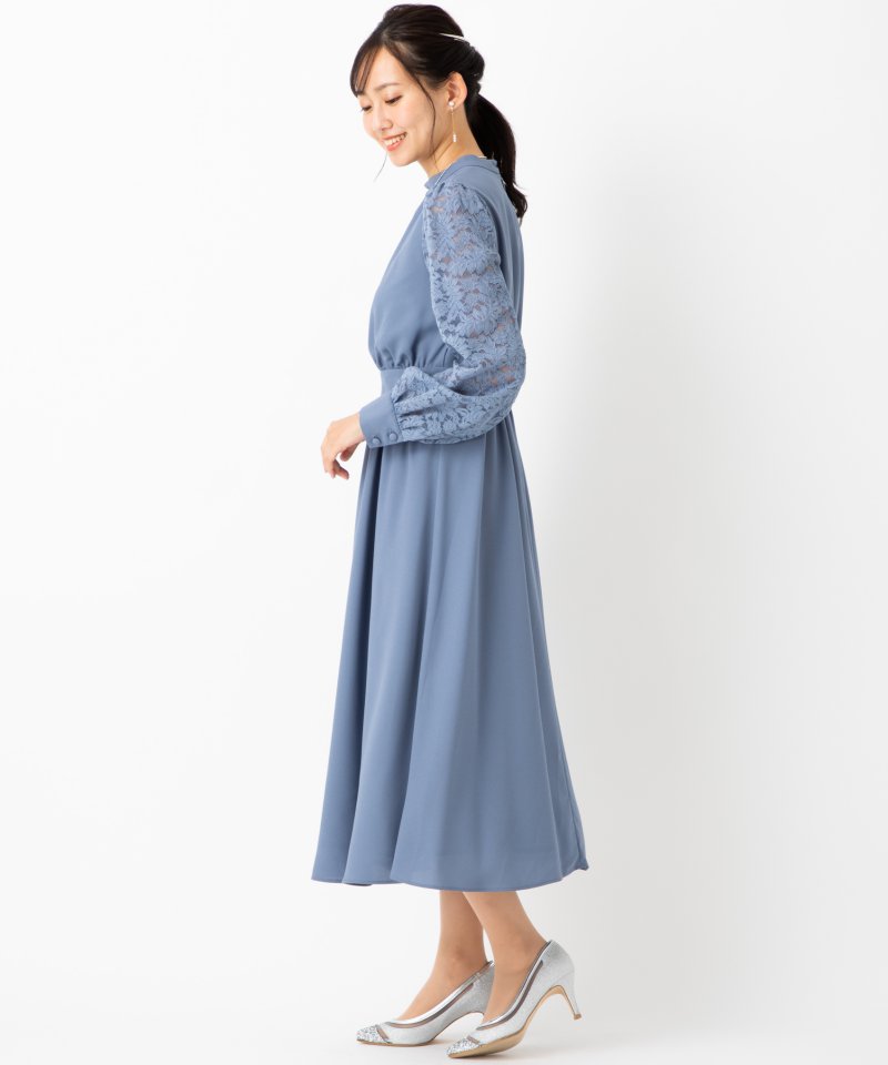 Aimer エメ レースロング丈スリーブ×ブラウジングドレス ブルー系