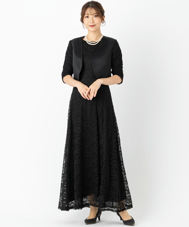 Select Shop 【マザーズドレスセット】総レースロングドレス ブラック