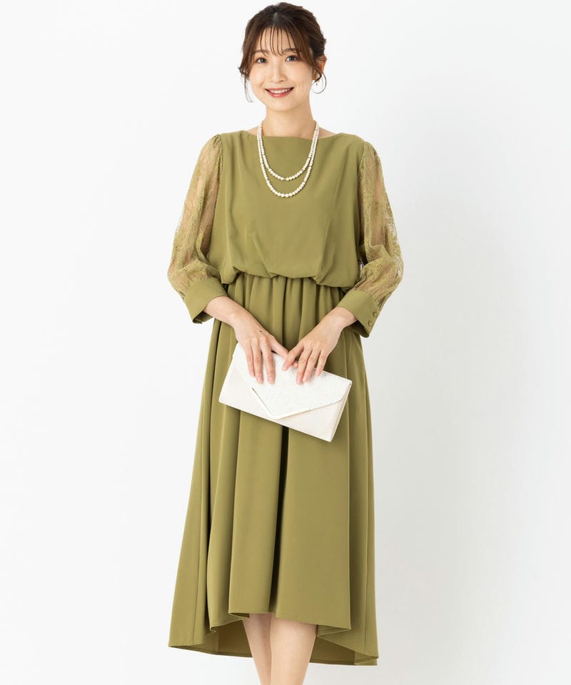 Select Shop 【ドレス3点セット】レーススリーブポケット付きドレス