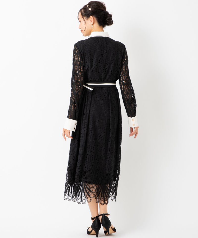 GRACE CONTINENTAL グレースコンチネンタル レース刺繍ドレス ブラック