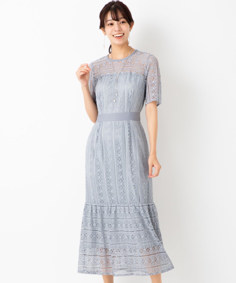 LAGUNAMOON ラグナムーン LADYレース切替マーメイドドレス ブルー系