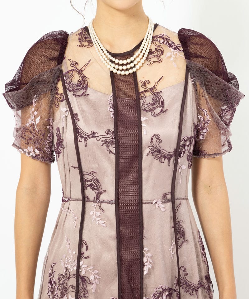 FRAY I.D フレイアイディー コードフラワーレースドレス レッド系