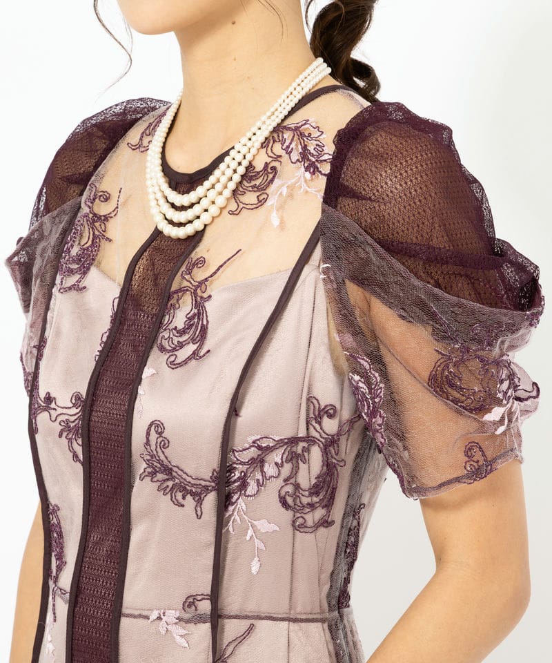 FRAY I.D フレイアイディー コードフラワーレースドレス レッド系