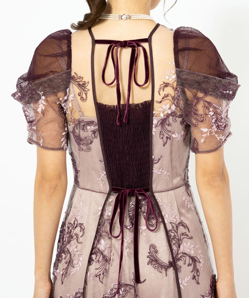 FRAY I.D フレイアイディー コードフラワーレースドレス レッド系