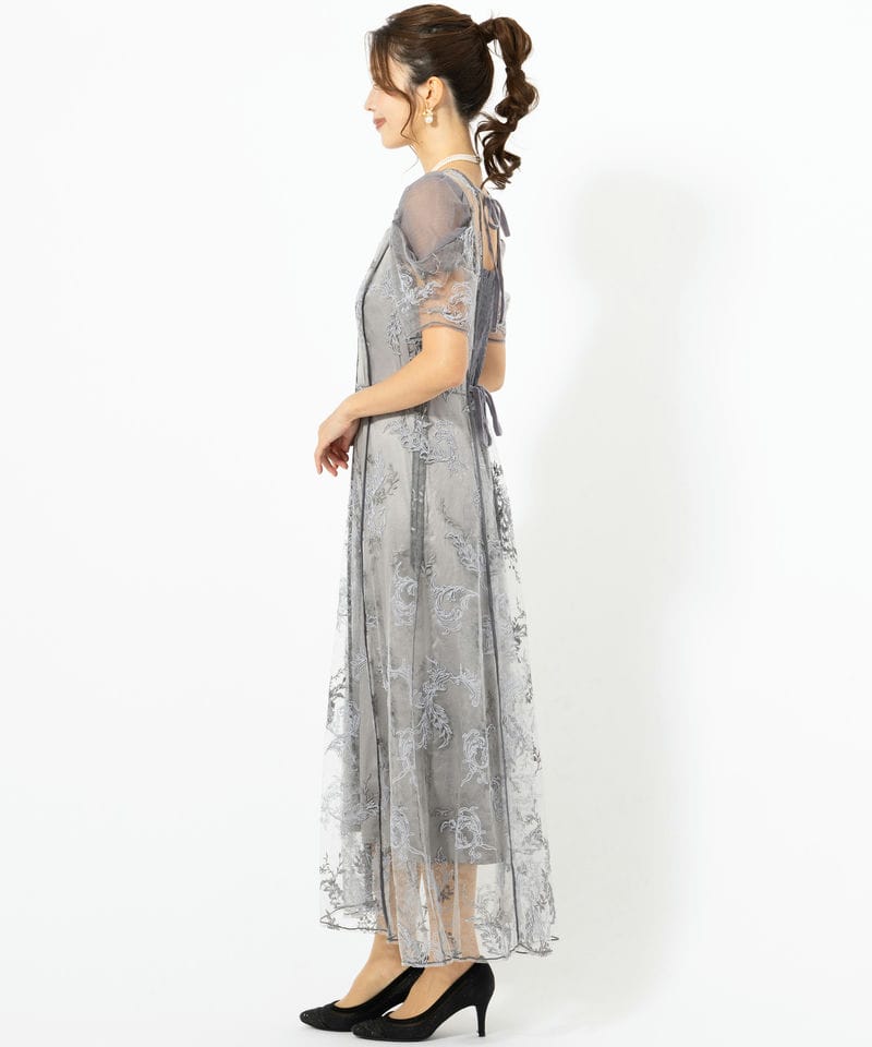 FRAY I.D フレイアイディー コードフラワーレースドレス グレー系