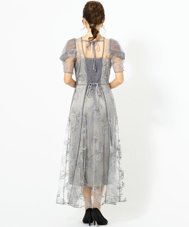 FRAY I.D フレイアイディー コードフラワーレースドレス グレー系