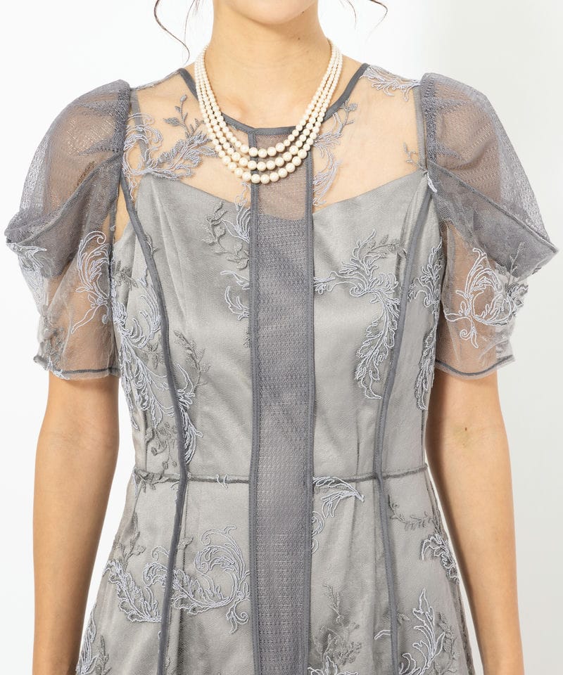 FRAY I.D フレイアイディー コードフラワーレースドレス グレー系