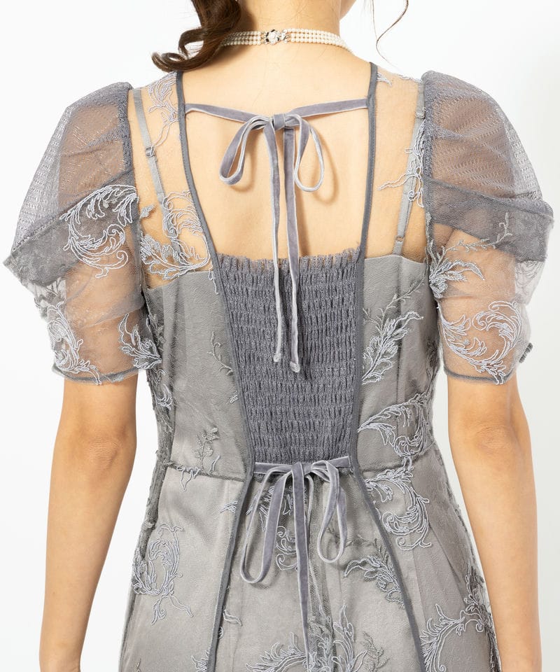 FRAY I.D フレイアイディー コードフラワーレースドレス グレー系