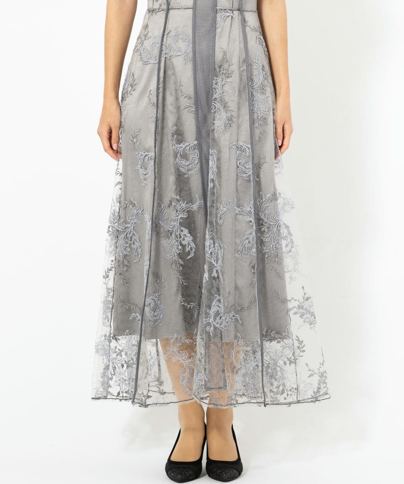 FRAY I.D フレイアイディー コードフラワーレースドレス グレー系