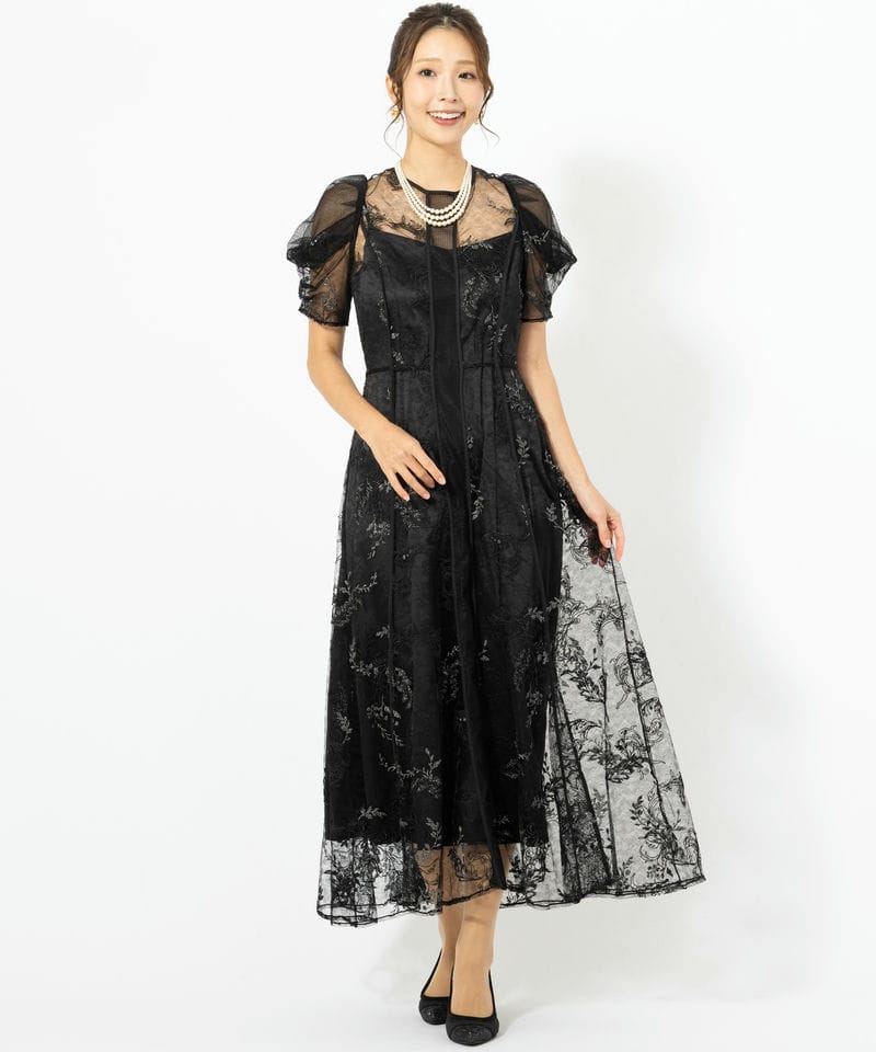 FRAY I.D フレイアイディー コードフラワーレースドレス ブラック系