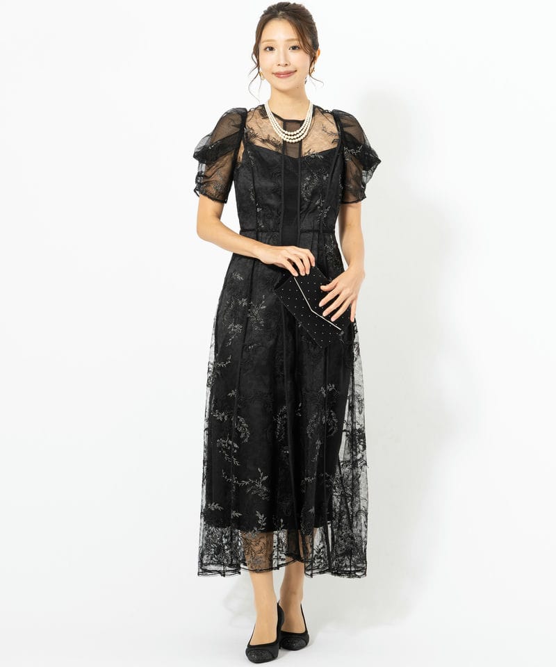 FRAY I.D フレイアイディー コードフラワーレースドレス ブラック系