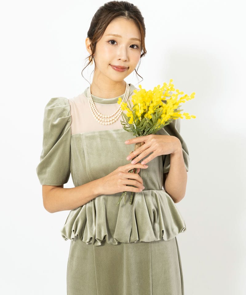 LilyBrown リリーブラウン ペプラムベロアドレス その他 x グリーン系