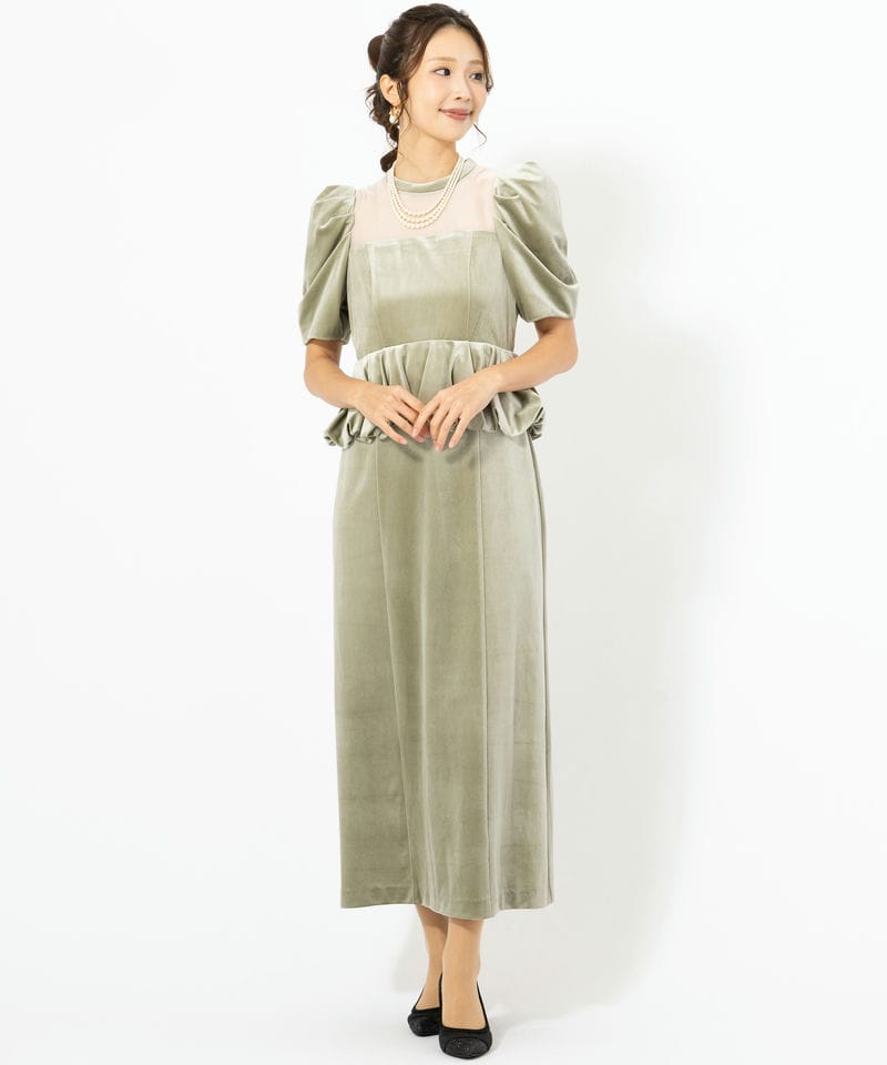 LilyBrown リリーブラウン ペプラムベロアドレス その他 x グリーン系