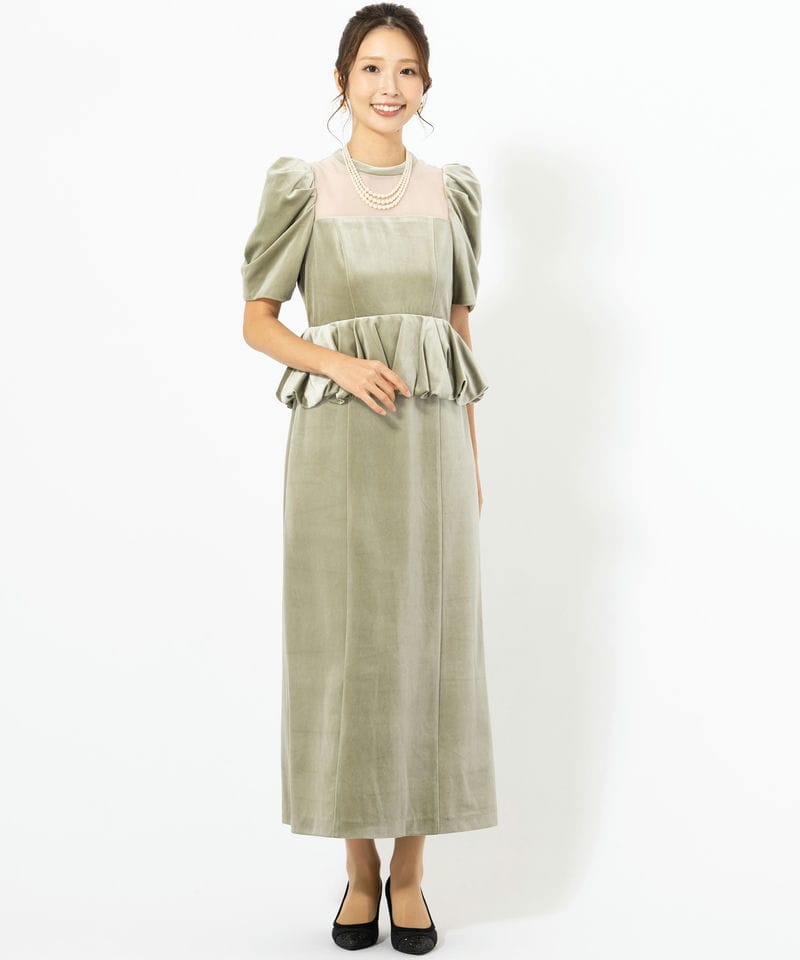 LilyBrown リリーブラウン ペプラムベロアドレス その他 x グリーン系
