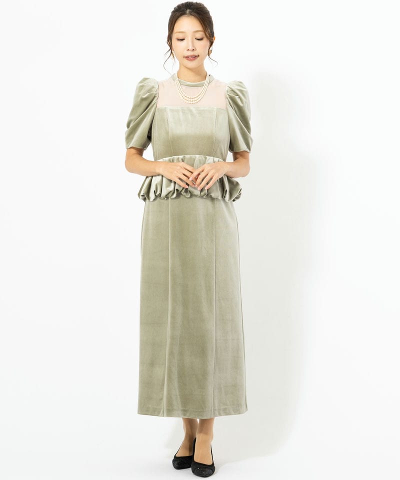 LilyBrown リリーブラウン ペプラムベロアドレス その他 x グリーン系