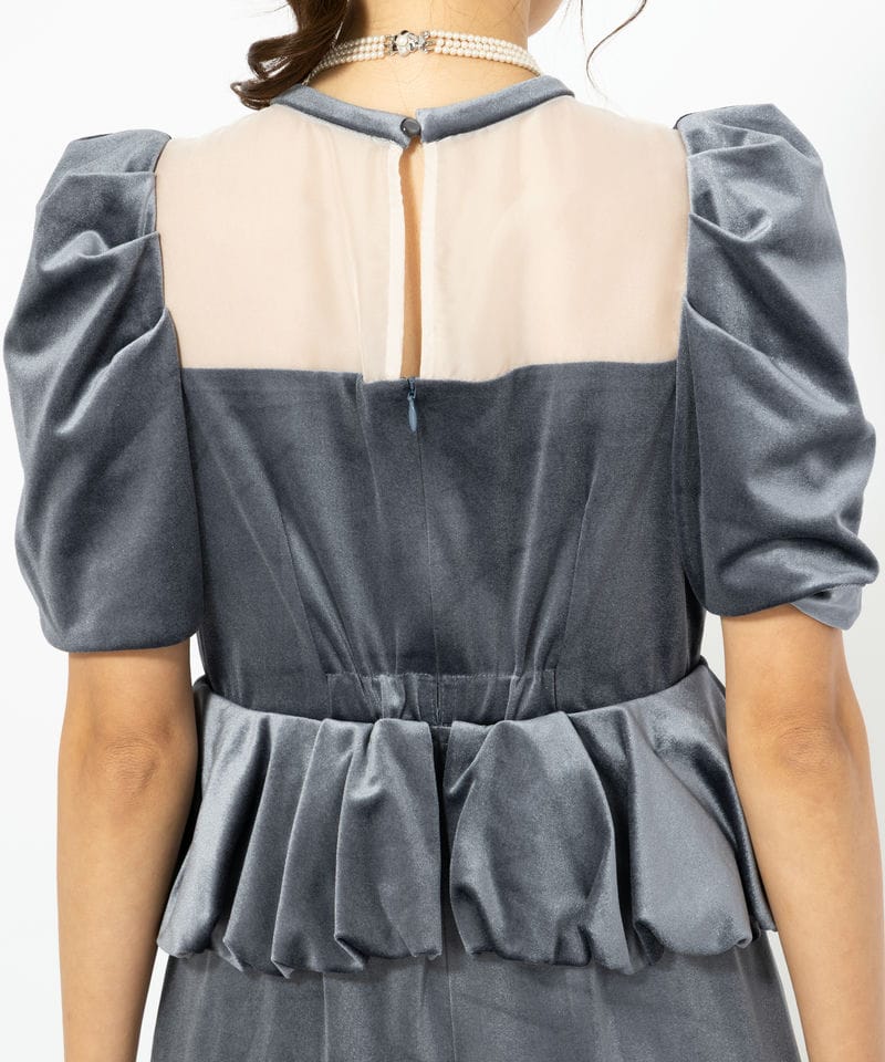 LilyBrown リリーブラウン ペプラムベロアドレス ブルー系 | 結婚式