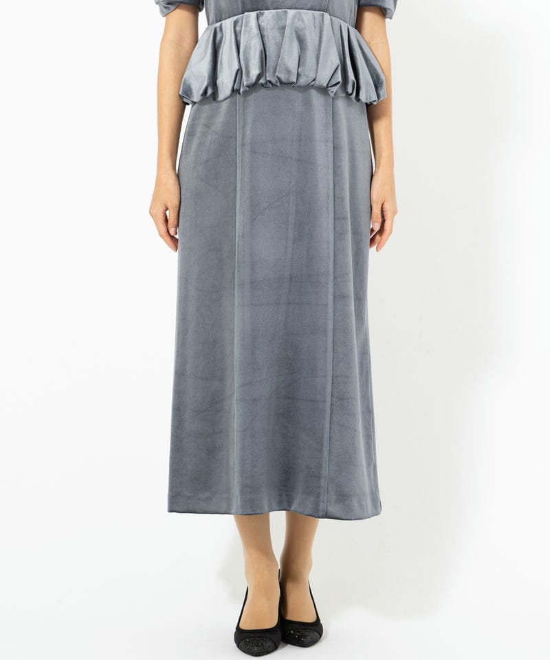 LilyBrown リリーブラウン ペプラムベロアドレス ブルー系 | 結婚式