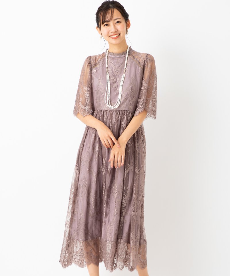 Dorry Doll ドリードール 袖付き総レースドレス その他 x ピンク系