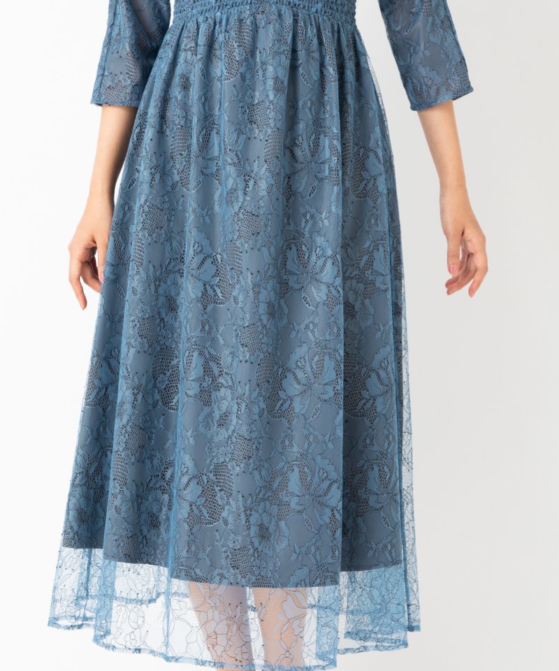 JILL STUART ジルスチュアート パワショルレースワンピース ブルー系