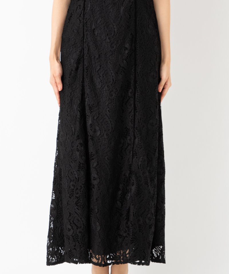 LAGUNAMOON ラグナムーン ベルスリーブレースワンピース ブラック系