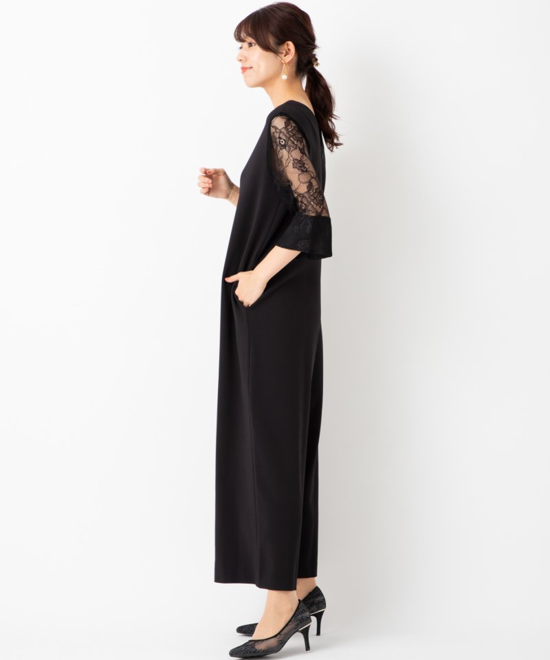 ADAM ET ROPE' アダムエロペ レーススリーブオールインワンドレス