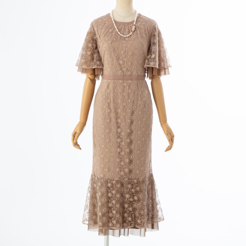 LilyBrown リリーブラウン ウエストクロスラメレースドレス ピンク系