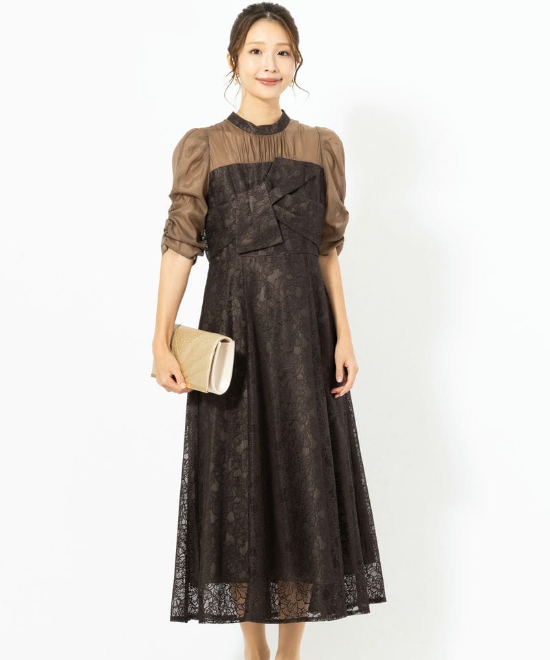 SNIDEL スナイデル シャイニーレースドレス ブラック系 | 結婚式