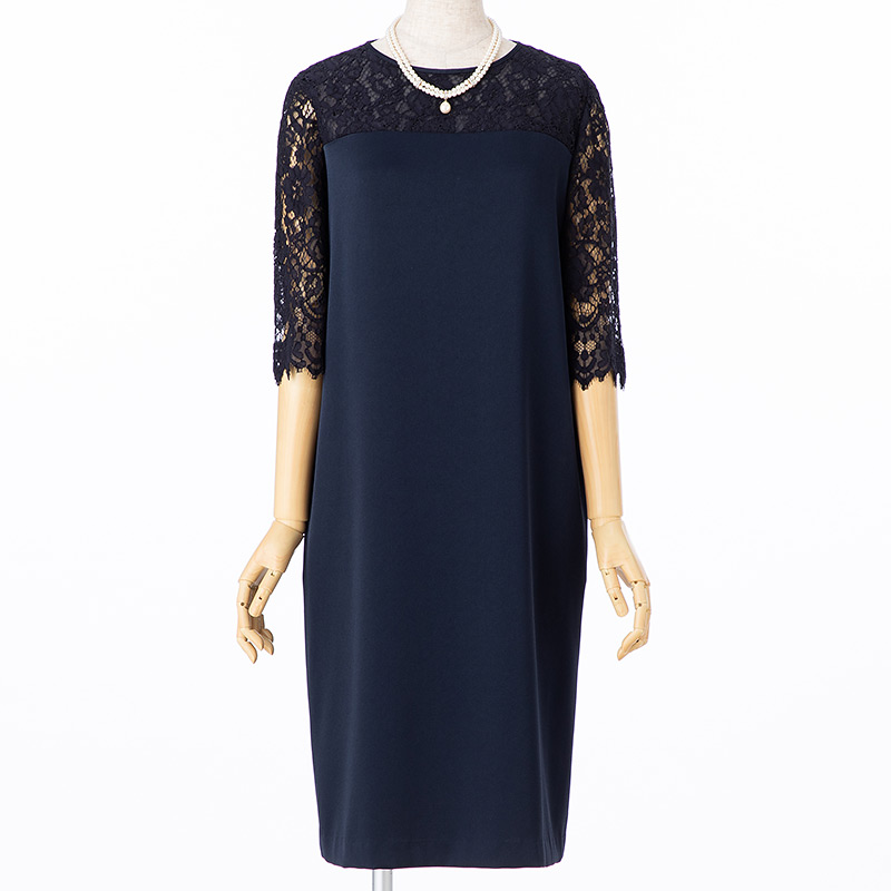 23区 レースコンビサテンドレス ネイビー系 | 結婚式パーティーの