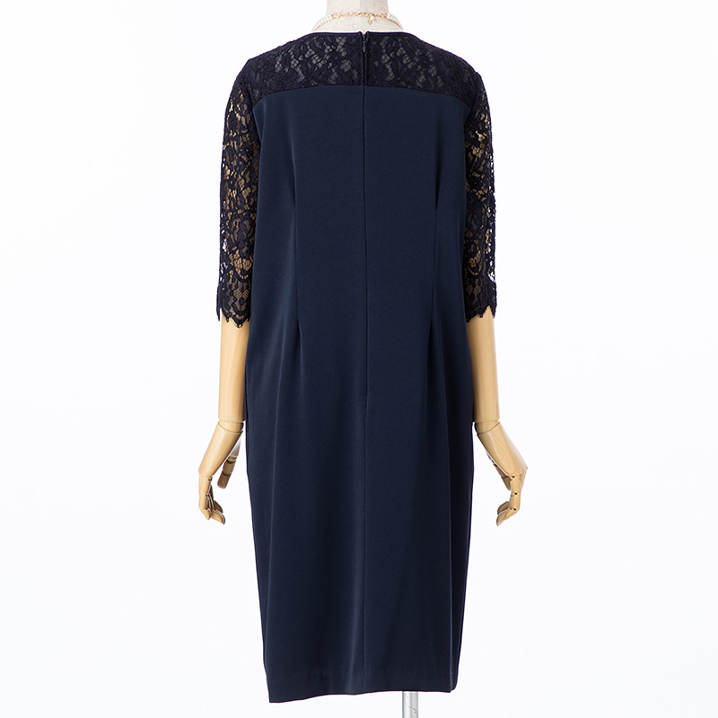 23区 レースコンビサテンドレス ネイビー系 | 結婚式パーティーの