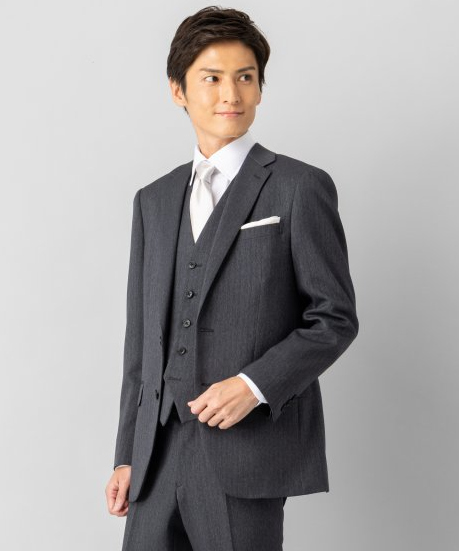 3ピース✨シルク混✨SUIT SELECT セットアップスーツ グレー Y5 SUIT SELECT スーツセレクト 【セット】ソリッドフォーマルシルクタイ