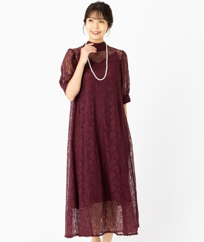 etoll. エトル インナー付きバックリボンレースドレス その他 x