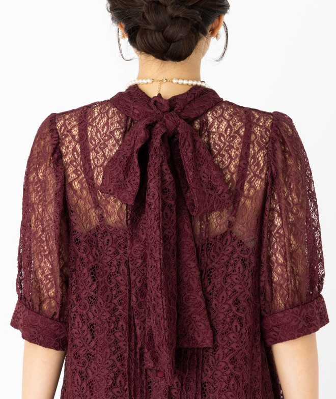 etoll. エトル インナー付きバックリボンレースドレス その他 x