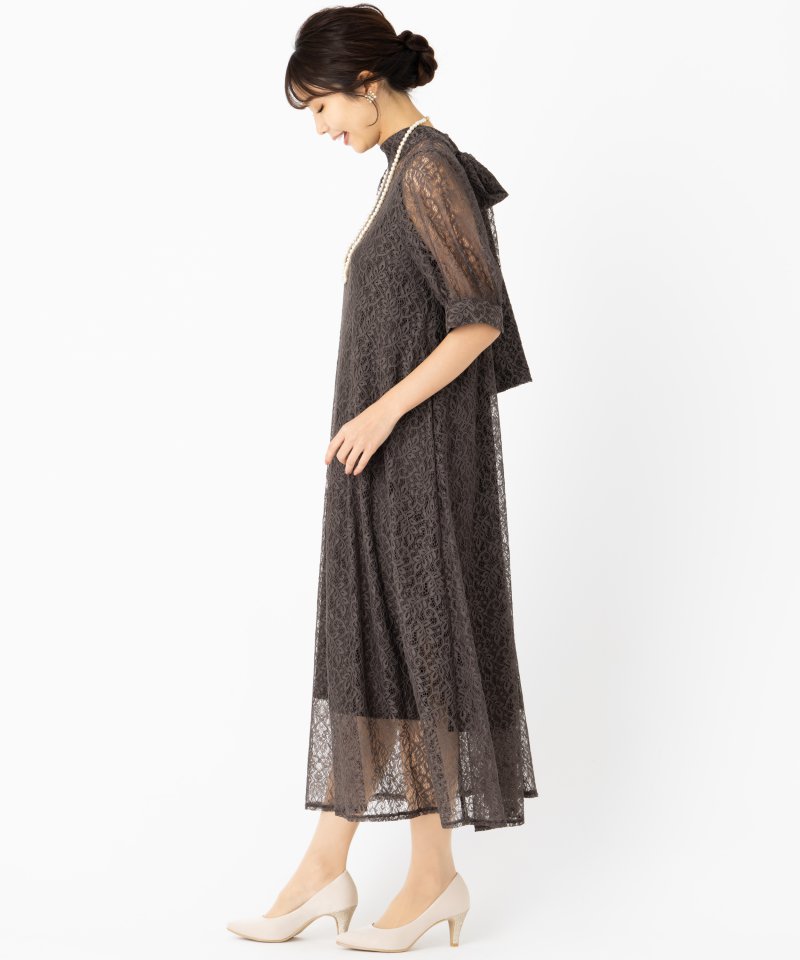 etoll. エトル インナー付きバックリボンレースドレス その他 x