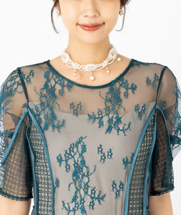 LAGUNAMOON ラグナムーン LADYパネルレースドレス グリーン系 | 結婚式