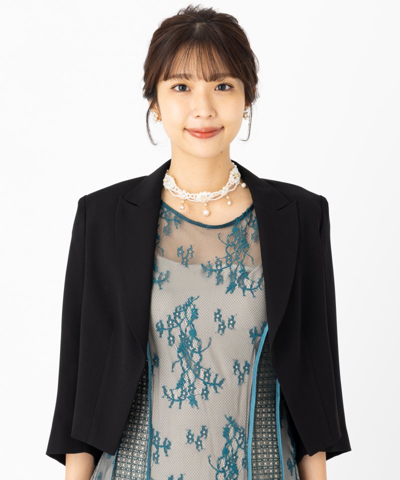 Aimer エメ ワンホックショートテーラードジャケット ブラック系