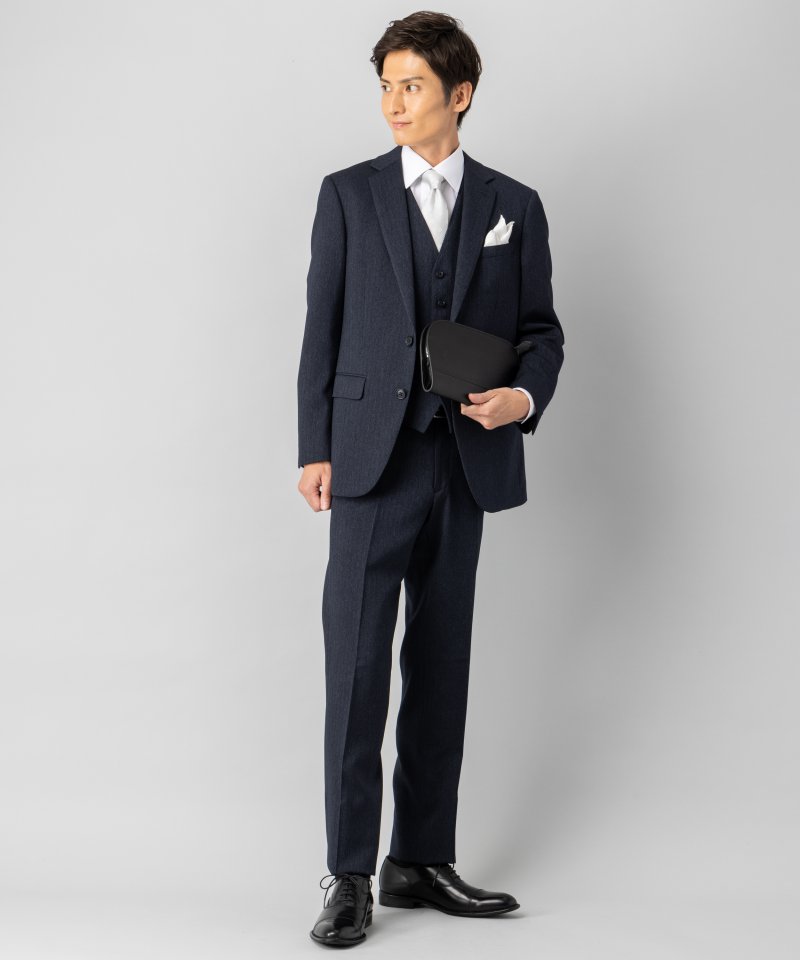 Select Shop ヘリンボーン3ピーススーツ ネイビー系 | 結婚式