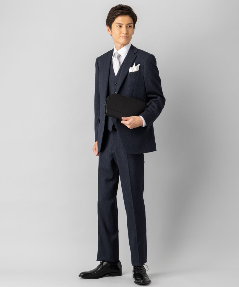 Select Shop ヘリンボーン3ピーススーツ ネイビー系 | 結婚式