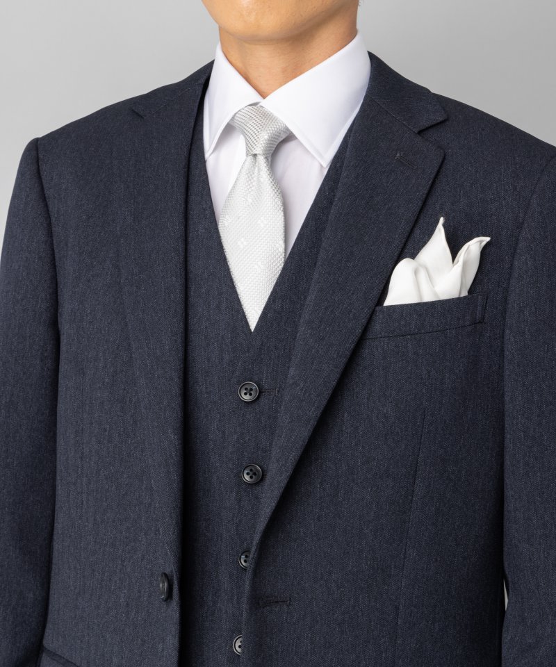 Select Shop ヘリンボーン3ピーススーツ ネイビー系 | 結婚式