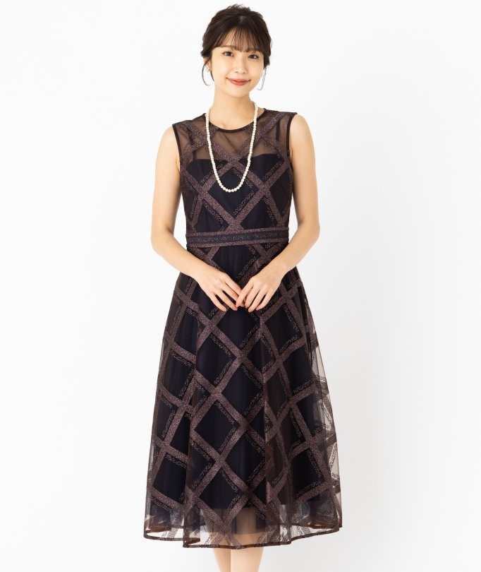 GRACE CONTINENTAL グレースコンチネンタル チェックチュールドレス